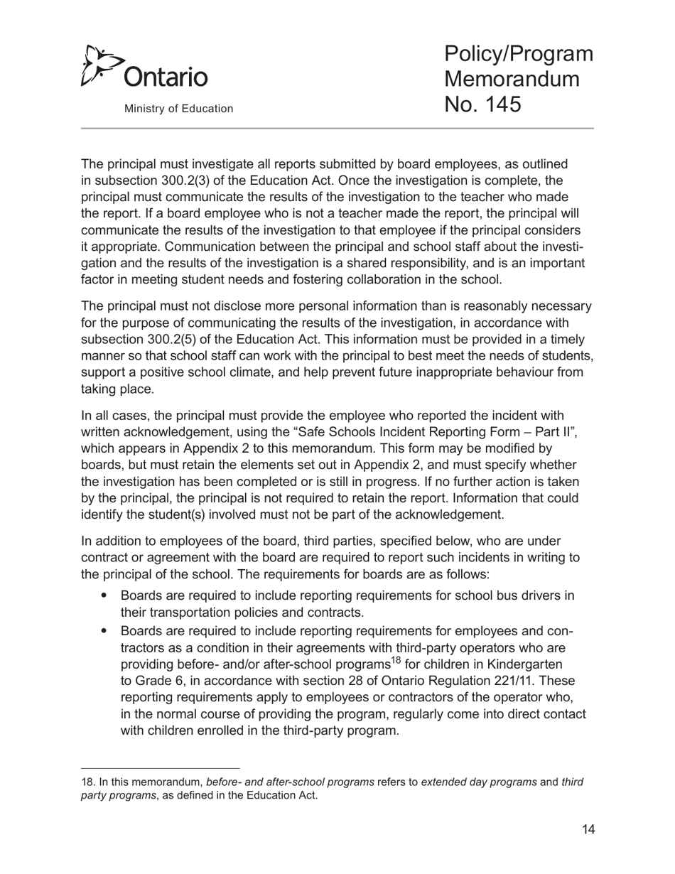 Appendix 2 Safe Schools Incident Reporting Form - Ontario, Canada, Page 14