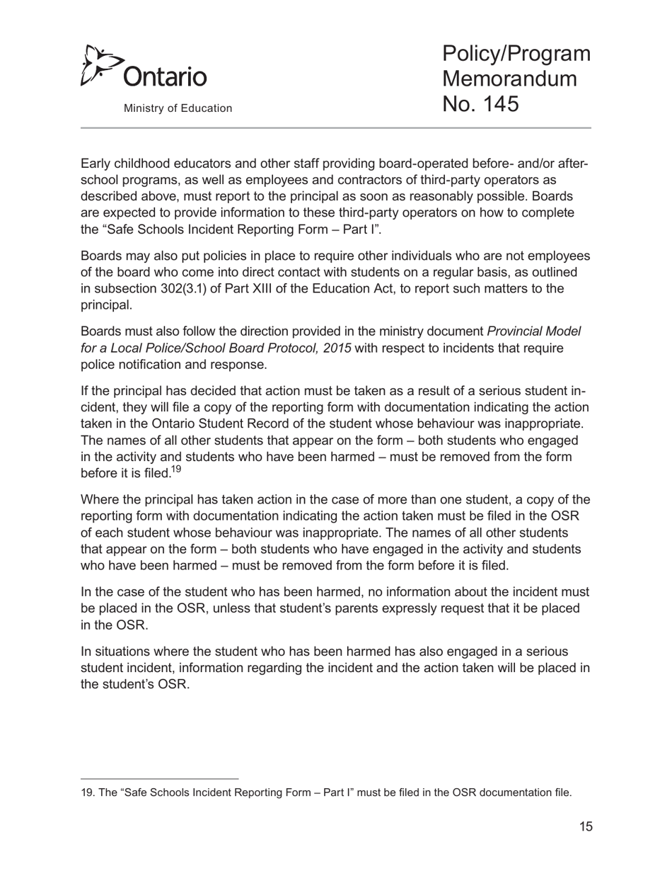 Appendix 2 Safe Schools Incident Reporting Form - Ontario, Canada, Page 15