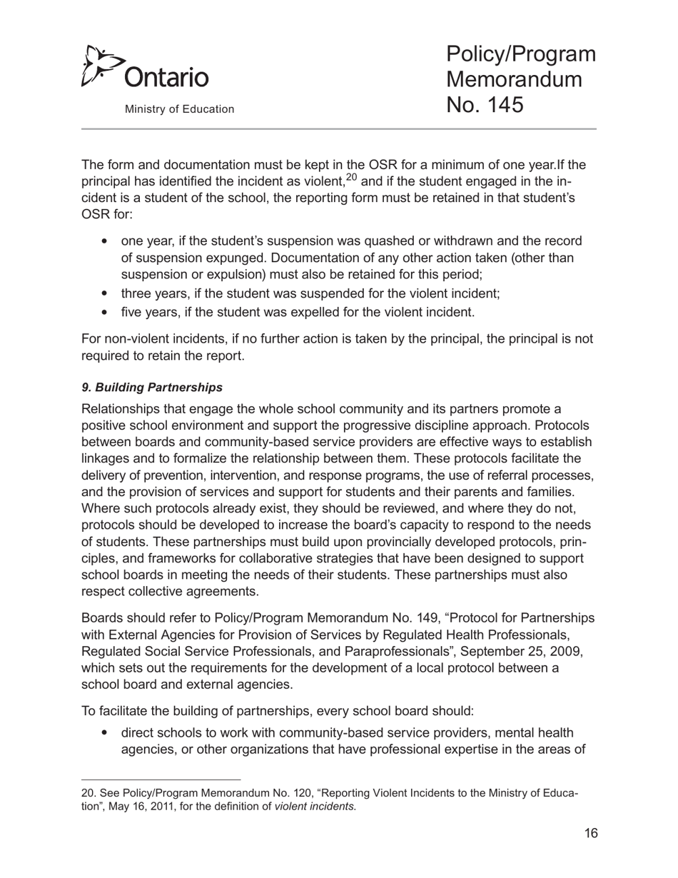 Appendix 2 Safe Schools Incident Reporting Form - Ontario, Canada, Page 16