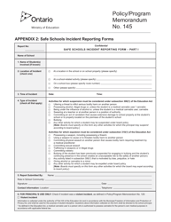Appendix 2 Safe Schools Incident Reporting Form - Ontario, Canada, Page 25