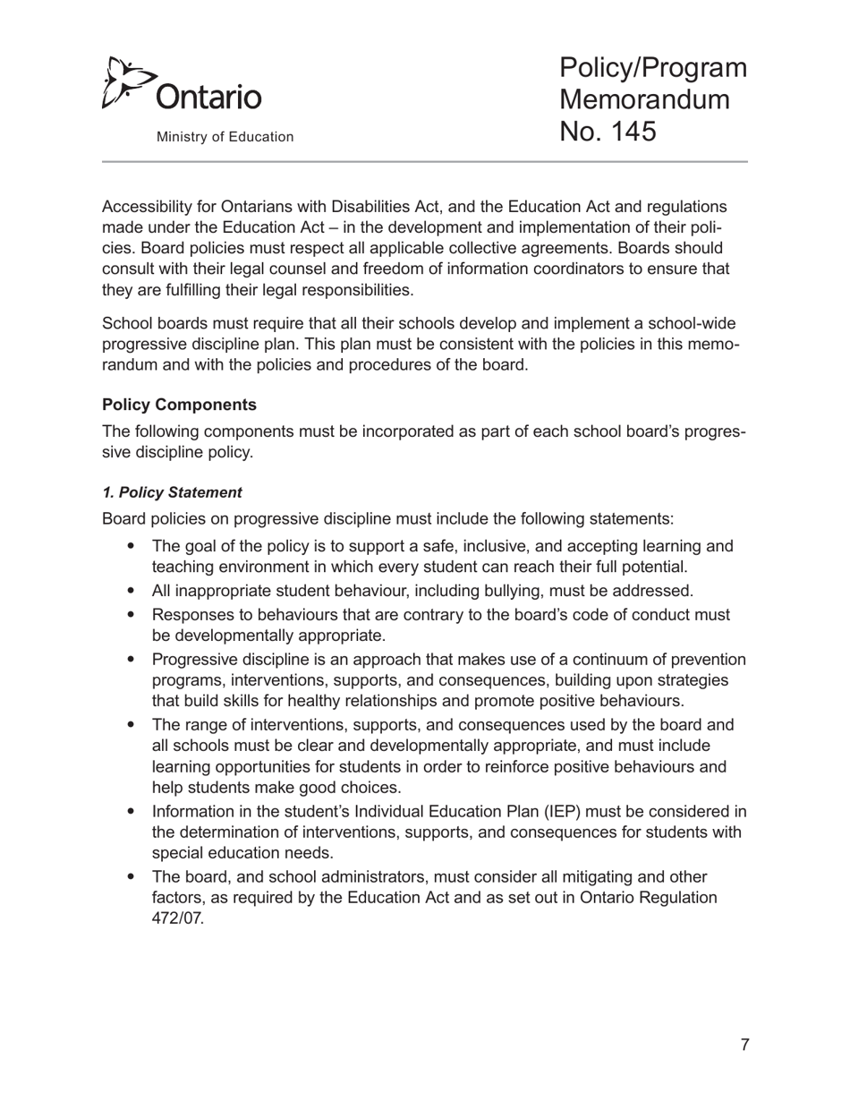 Appendix 2 Safe Schools Incident Reporting Form - Ontario, Canada, Page 7