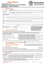 Form 6 Application for a Licence to Use Radiation Apparatus - Dental Purposes - Queensland, Australia, Page 2