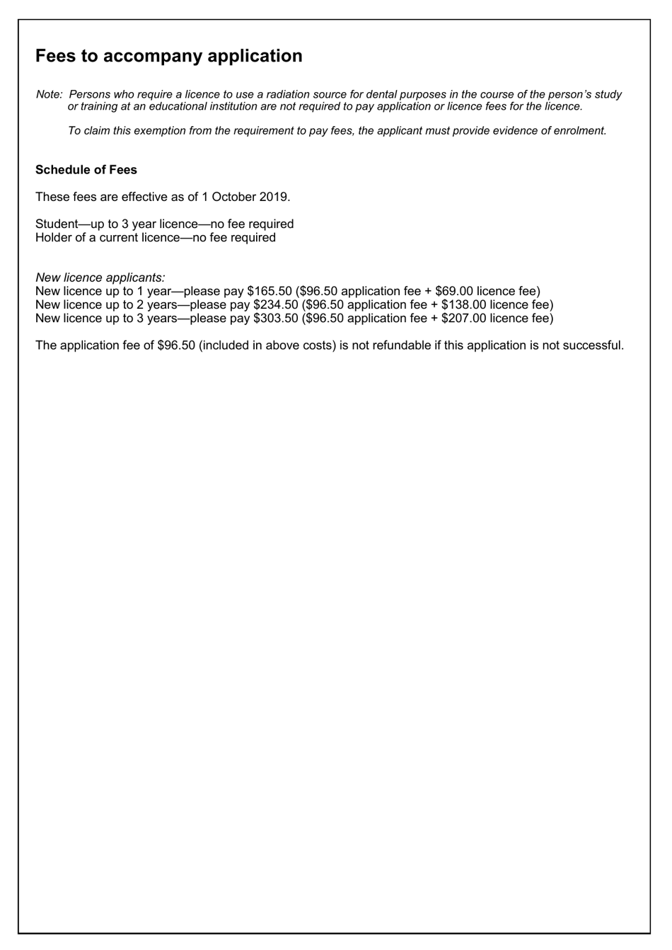 Form 6 Application for a Licence to Use Radiation Apparatus - Dental Purposes - Queensland, Australia, Page 3
