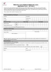 Form HR108 (I) Maternity Leave/Additional Maternity Leave Application Form - Ireland