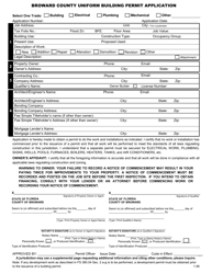 Document preview: Form AB-279 Broward County / Fort Lauderdale Uniform Building Permit Application - City of Fort Lauderdale, Florida