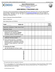 Document preview: Form 37A-209 Asw Weekly Tracking Log - California