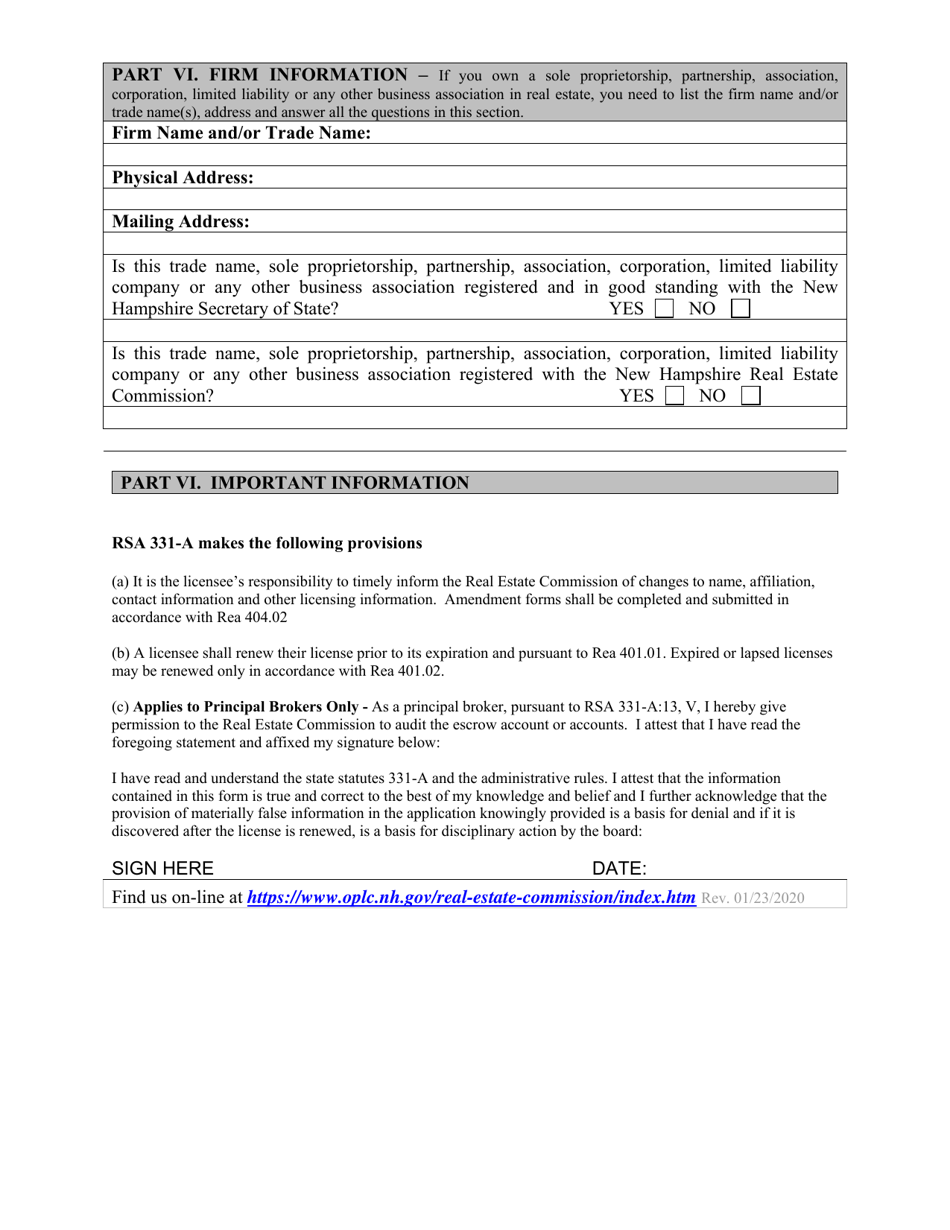 New Hampshire Real Estate Broker Renewal Form Fill Out, Sign Online