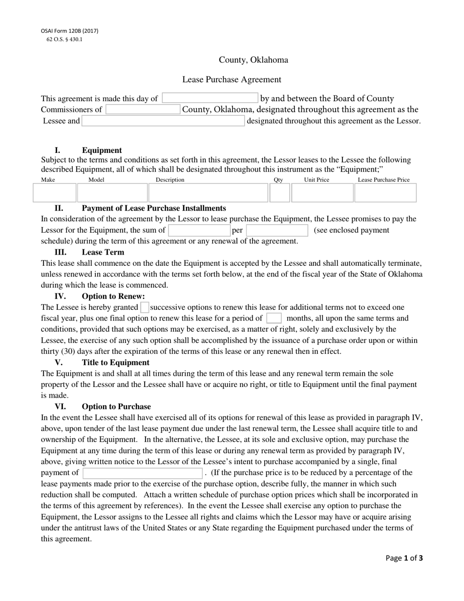 OSAI Form 120B Lease Purchase Agreement - Oklahoma, Page 1