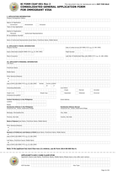BI Form CGAF-001 REV 2 &quot;Consolidated General Application Form for Immigrant Visa&quot; - Philippines