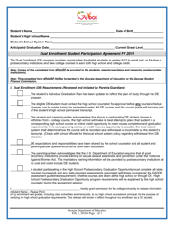 Dual Enrollment Student Participation Agreement - Georgia (United States)