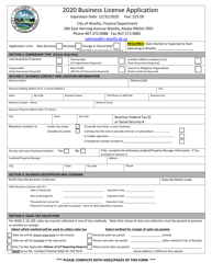 Document preview: Business License Application - City of Wasilla, Alaska, 2020