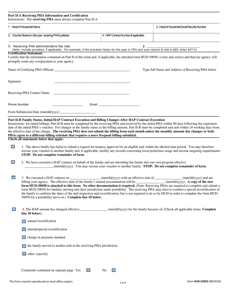 Form Hud-52665 - Fill Out, Sign Online And Download Fillable Pdf 