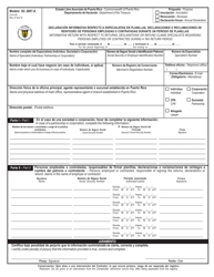 Form SC2887-A (AS) Informative Return With Respect to Returns, Declarations or Refund Claims Specialists Regarding Persons Employed or Contracted During a Tax Return Period - Puerto Rico (English/Spanish)
