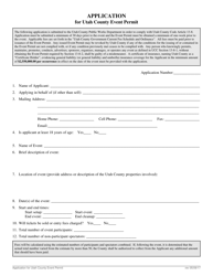 Document preview: Application for Utah County Event Permit - Utah County, Utah