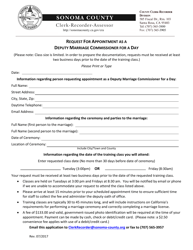 Request for Appointment as a Deputy Marriage Commissioner for a Day - Sonoma County, California