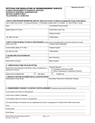 Form DFS-F6-DWC-3160-0023 Petition for Resolution of Reimbursement Dispute - Florida