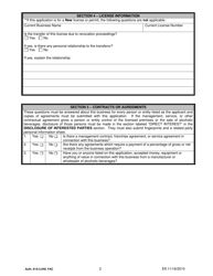 DBPR Form ABT-6036 Application for Bottle Club License and Retail Tobacco Products Dealer Permit - Florida, Page 2