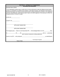 DBPR Form ABT-6036 Application for Bottle Club License and Retail Tobacco Products Dealer Permit - Florida, Page 9