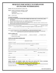 Document preview: Request for Notice to Employer of Income Withholding - Harris County, Texas