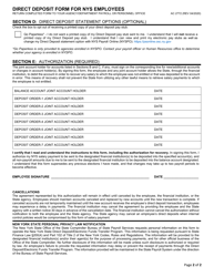 Form AC2772 Direct Deposit Form for NYS Employees - New York, Page 2