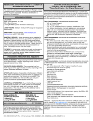 Form DCH-0569-NO Application for a Statement of No Marriage in Michigan - Michigan, Page 2