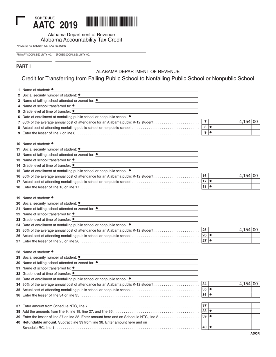 Schedule AATC Alabama Accountability Tax Credit - Alabama, Page 1