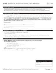 Form FIIA-09 Application for Transfer or Sale of Tax Credit - West Virginia, Page 2