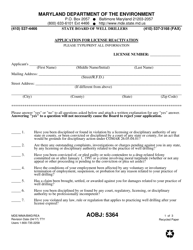 Form MDE/WMA/BWD/REA Application for License Reactivation - Maryland