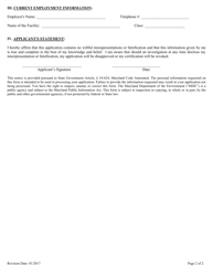 Form MDE/WMA/BWW/EXM Application for Operator Examination - Maryland, Page 2