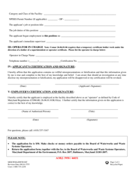 Form MDE/WMA/BWW/OIT Application for an Operator in Training (Temporary) Certificate - Maryland, Page 2