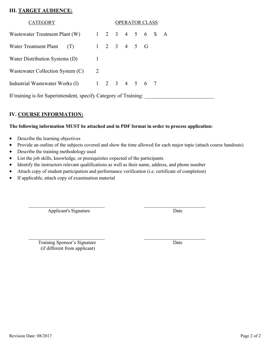 Form MDE / WMA / BWW / TRN Application for Training Program Approval - Maryland, Page 2