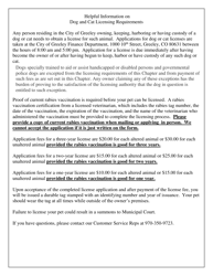 Dog and Cat License Application - City of Greeley, Colorado, Page 2