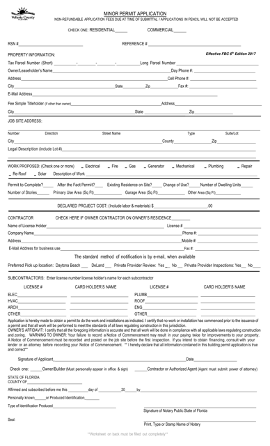 Minor Permit Application - Volusia County, Florida Download Pdf
