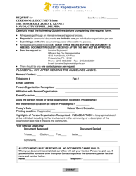 Document preview: Request for Ceremonial Document - City of Philadelphia, Pennsylvania