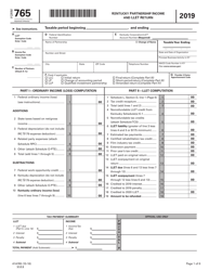 Form 765 (41A765) Kentucky Partnership Income and Llet Return - Kentucky