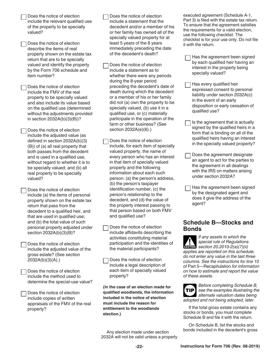 Instructions for IRS Form 706 United States Estate (And Generation-Skipping Transfer) Tax Return, Page 22