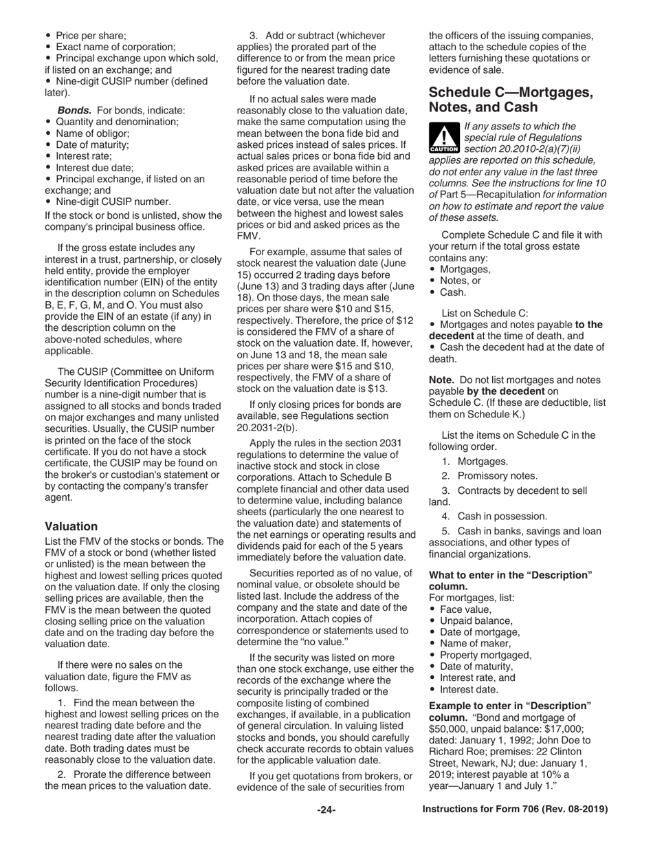 Instructions for IRS Form 706 United States Estate (And Generation-Skipping Transfer) Tax Return, Page 24