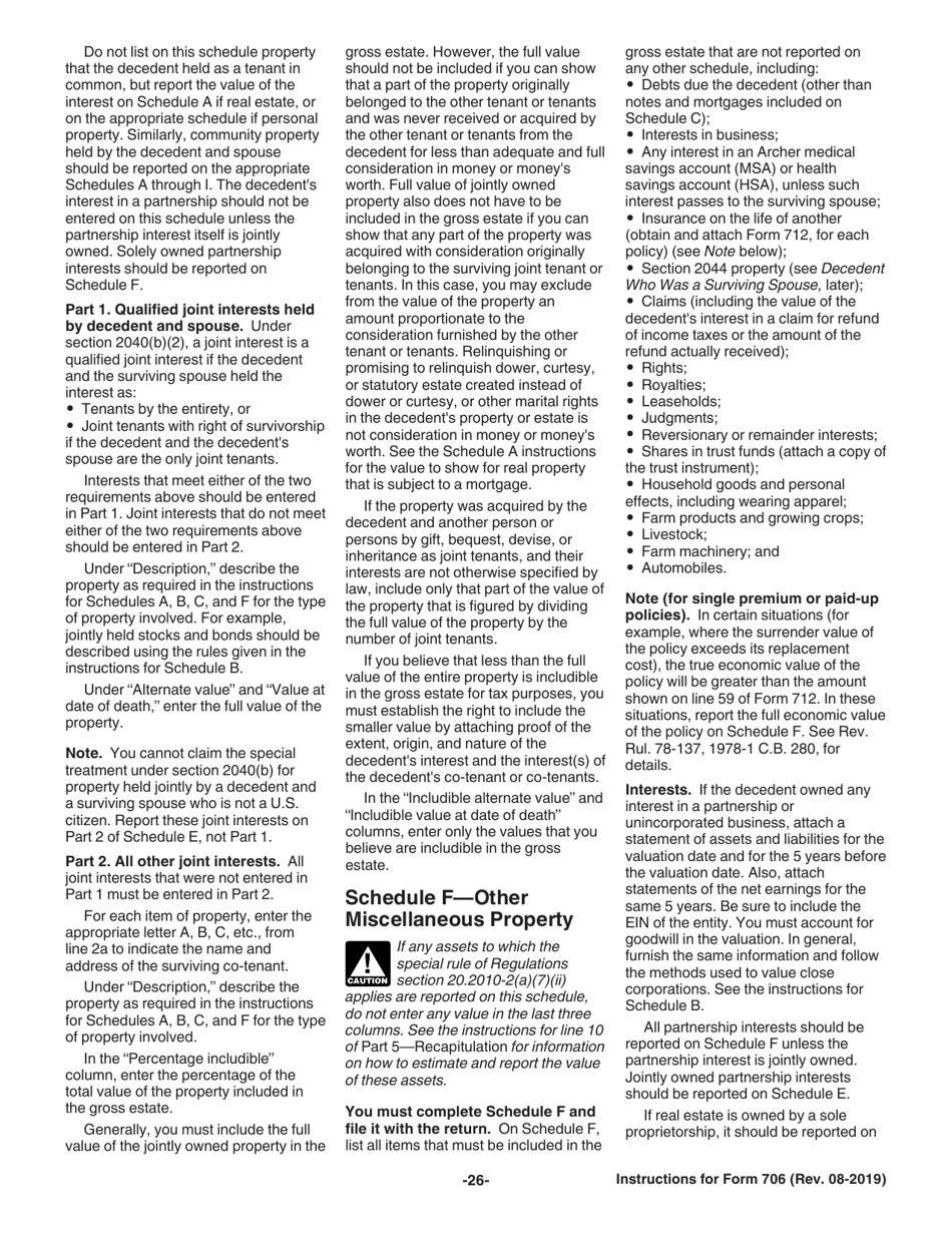 Instructions for IRS Form 706 United States Estate (And Generation-Skipping Transfer) Tax Return, Page 26