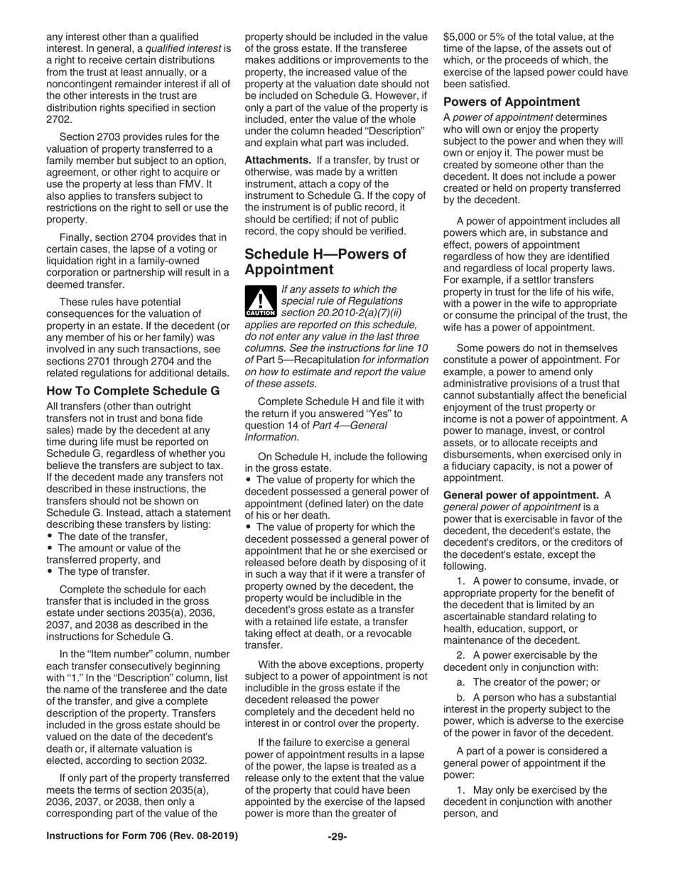 Instructions for IRS Form 706 United States Estate (And Generation-Skipping Transfer) Tax Return, Page 29