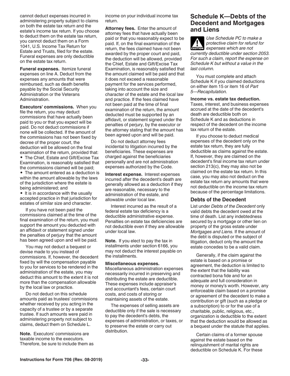 Instructions for IRS Form 706 United States Estate (And Generation-Skipping Transfer) Tax Return, Page 33