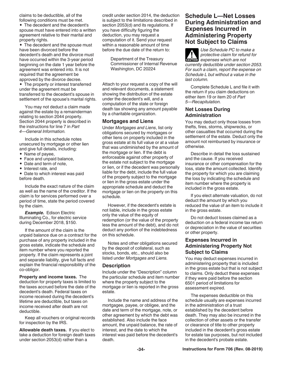 Instructions for IRS Form 706 United States Estate (And Generation-Skipping Transfer) Tax Return, Page 34