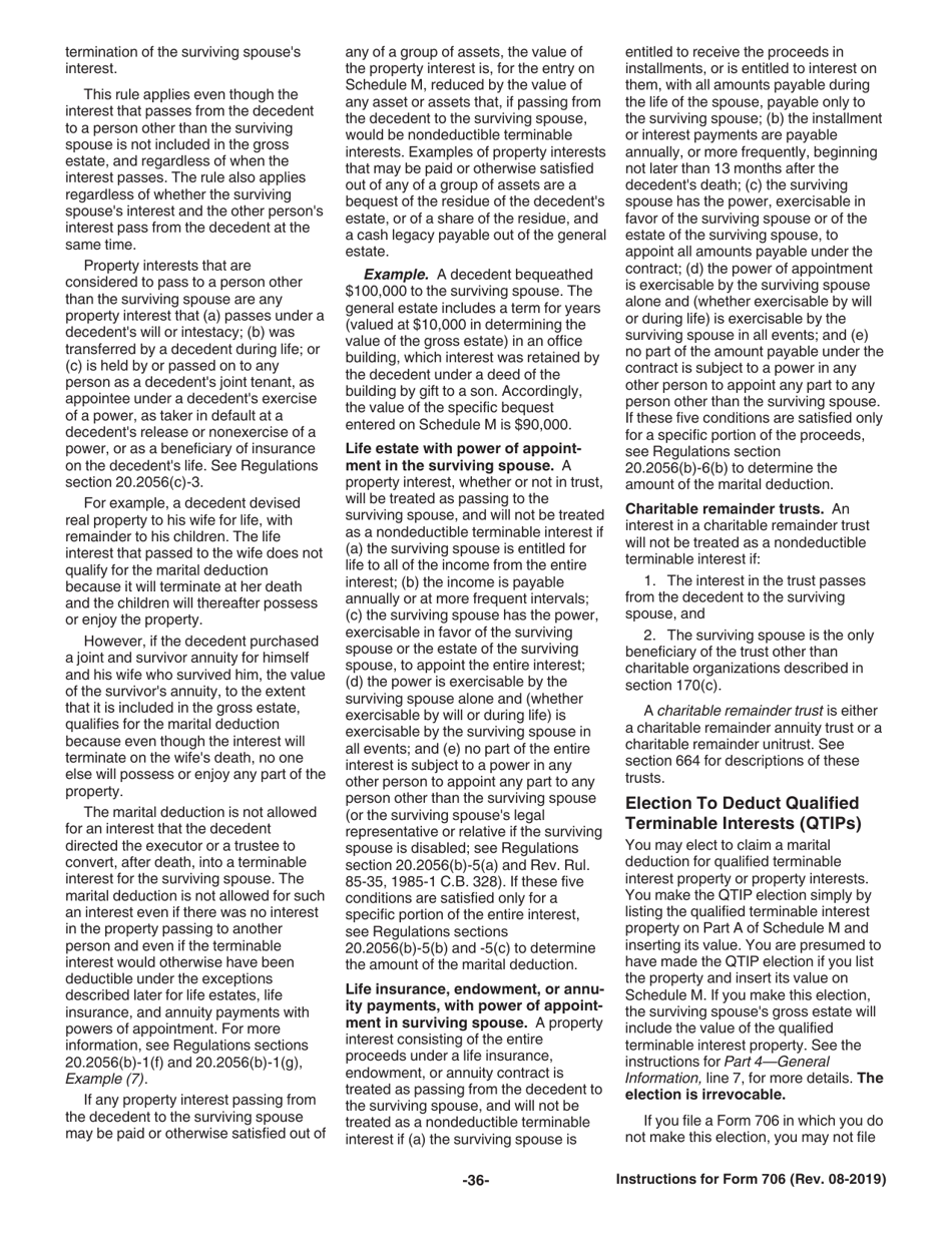 Instructions for IRS Form 706 United States Estate (And Generation-Skipping Transfer) Tax Return, Page 36