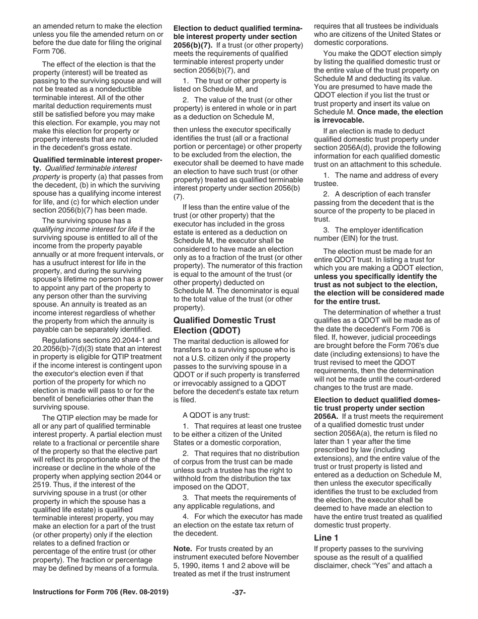 Instructions for IRS Form 706 United States Estate (And Generation-Skipping Transfer) Tax Return, Page 37