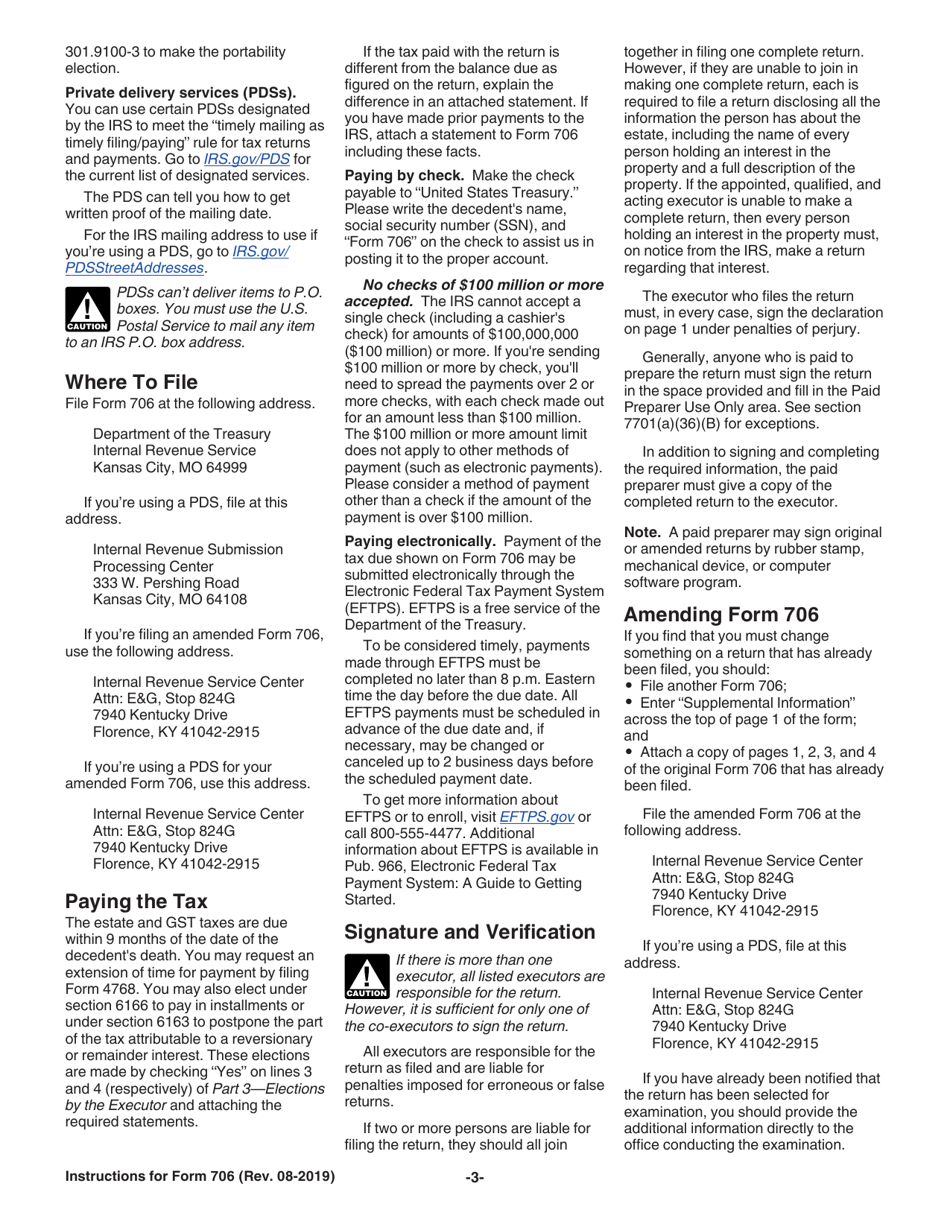 Instructions for IRS Form 706 United States Estate (And Generation-Skipping Transfer) Tax Return, Page 3