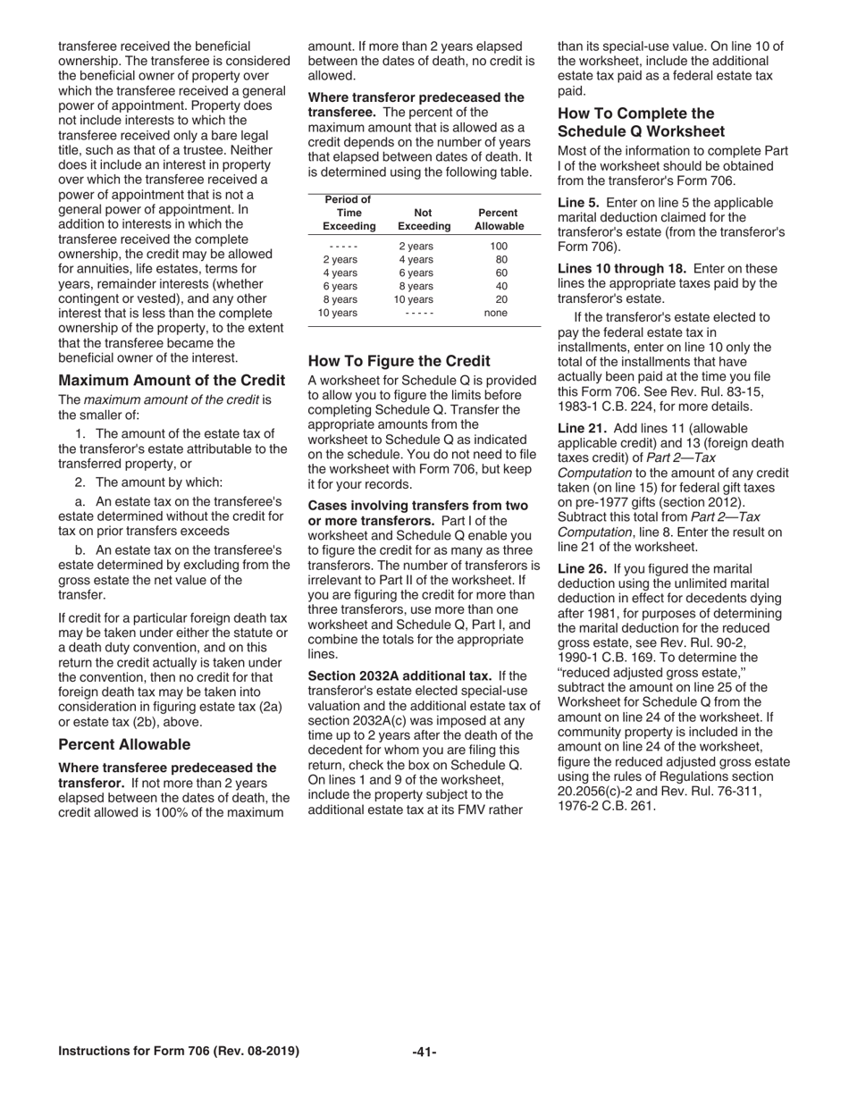 Instructions for IRS Form 706 United States Estate (And Generation-Skipping Transfer) Tax Return, Page 41