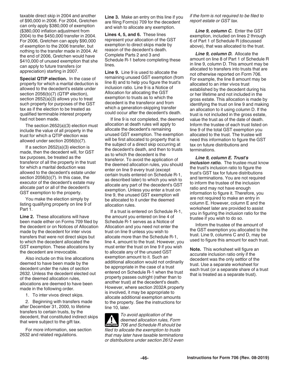 Instructions for IRS Form 706 United States Estate (And Generation-Skipping Transfer) Tax Return, Page 46