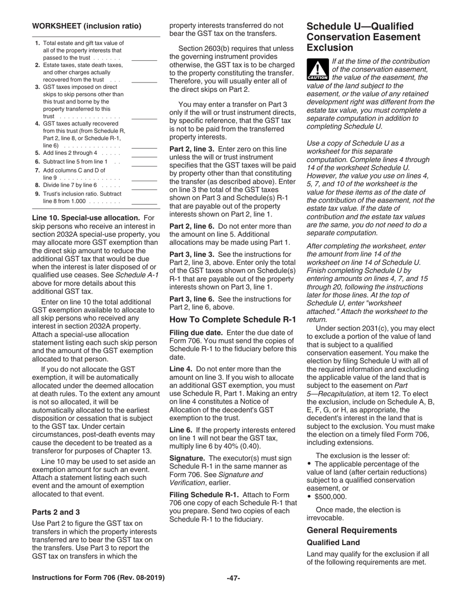 Instructions for IRS Form 706 United States Estate (And Generation-Skipping Transfer) Tax Return, Page 47