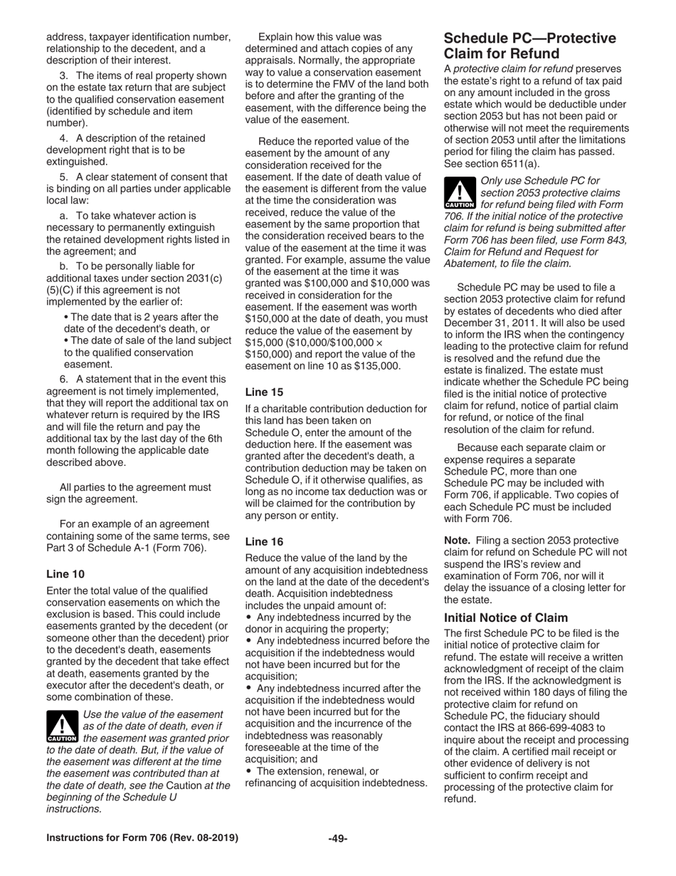 Instructions for IRS Form 706 United States Estate (And Generation-Skipping Transfer) Tax Return, Page 49