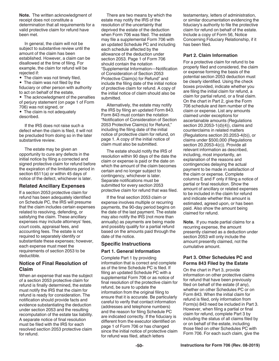 Instructions for IRS Form 706 United States Estate (And Generation-Skipping Transfer) Tax Return, Page 50