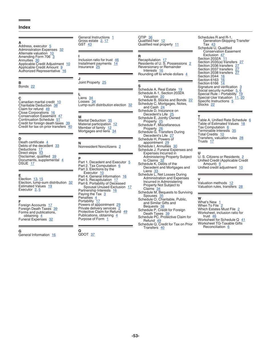 Instructions for IRS Form 706 United States Estate (And Generation-Skipping Transfer) Tax Return, Page 53